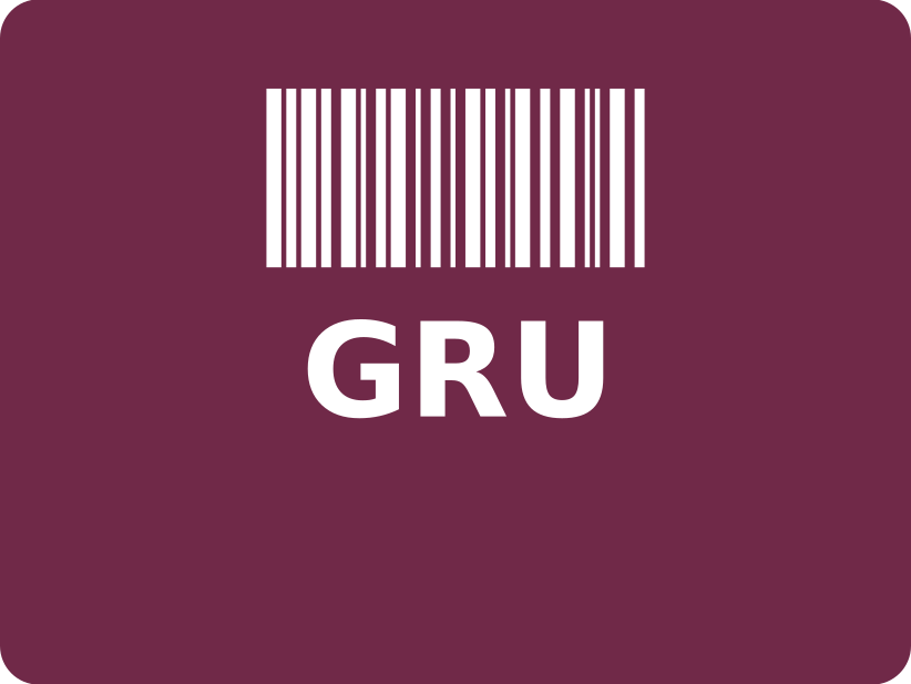 Desenho de um código de barras seguido pela palavra GRU