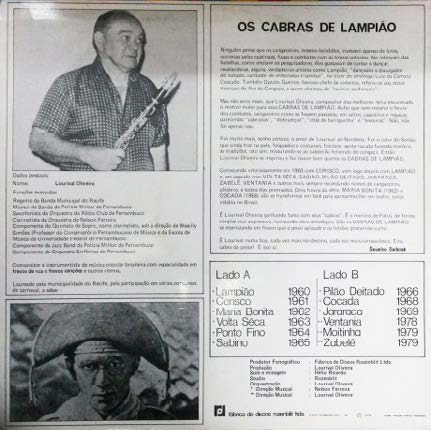 Imagem da capa e contracapa do LP 60.118 - “Os Cabras de Lampião”. Fábrica de Disco Rozemblit, 1979.
 