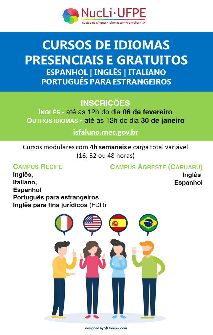 NucLi oferta curso gratuito de português para estrangeiros