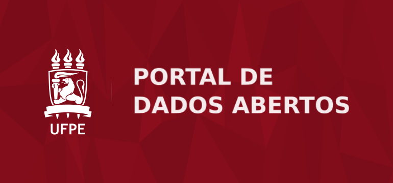 Imagem com fundo vermelho contendo o brasão da universidade e o texto portal de dados abertos