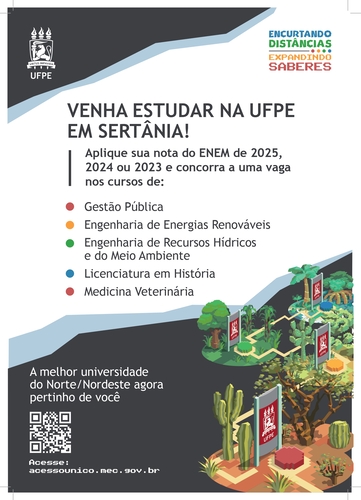 UFPE oferece 375 vagas em cinco cursos do Centro Acadêmico do Sertão, em Sertânia