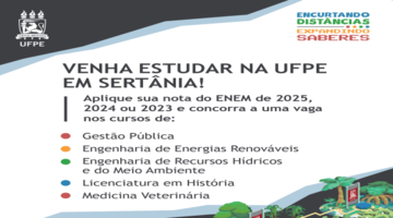UFPE oferece 375 vagas em cinco cursos do Centro Acadêmico do Sertão, em Sertânia